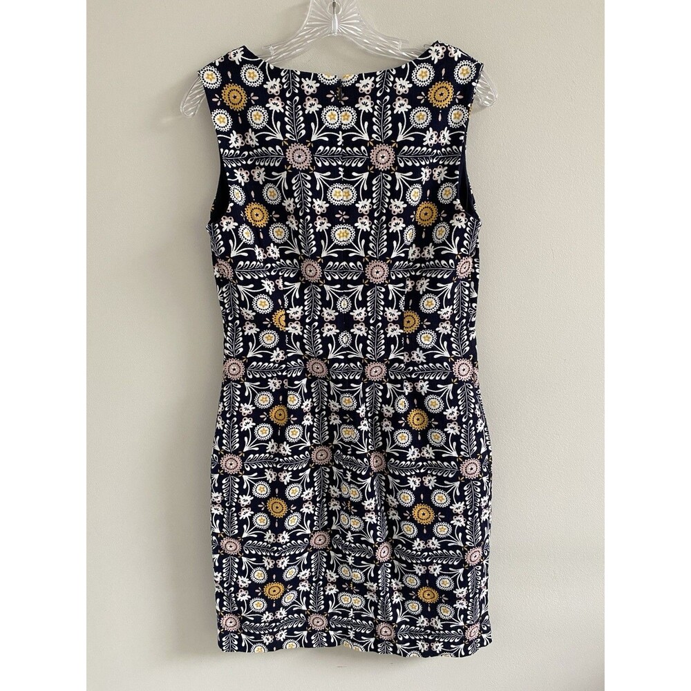 Boden Tatiana Textured Trellis Tile Floral Navy Blue Print Shift Dress Size 4R - Picture 9 of 12